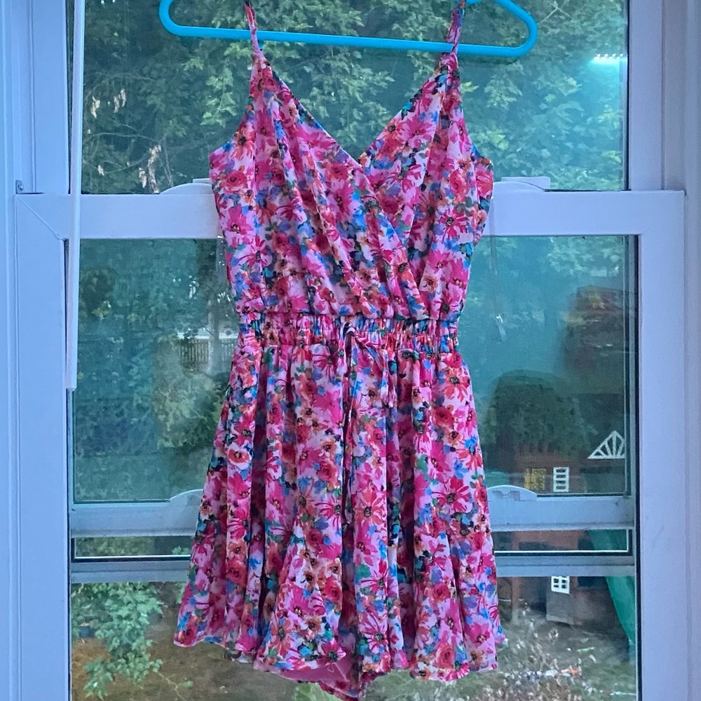 Pink Floral Romper